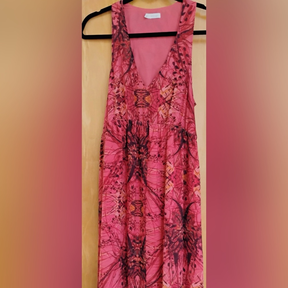 Vibrant Pink and Red Maxi 100 💯 SILK Dress